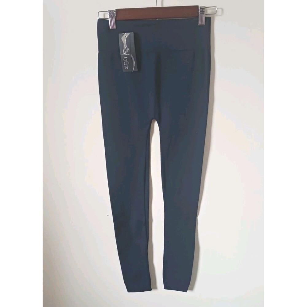 Sofra Fleece Leggings Navy Blue‎ High Waist Stretch One Size